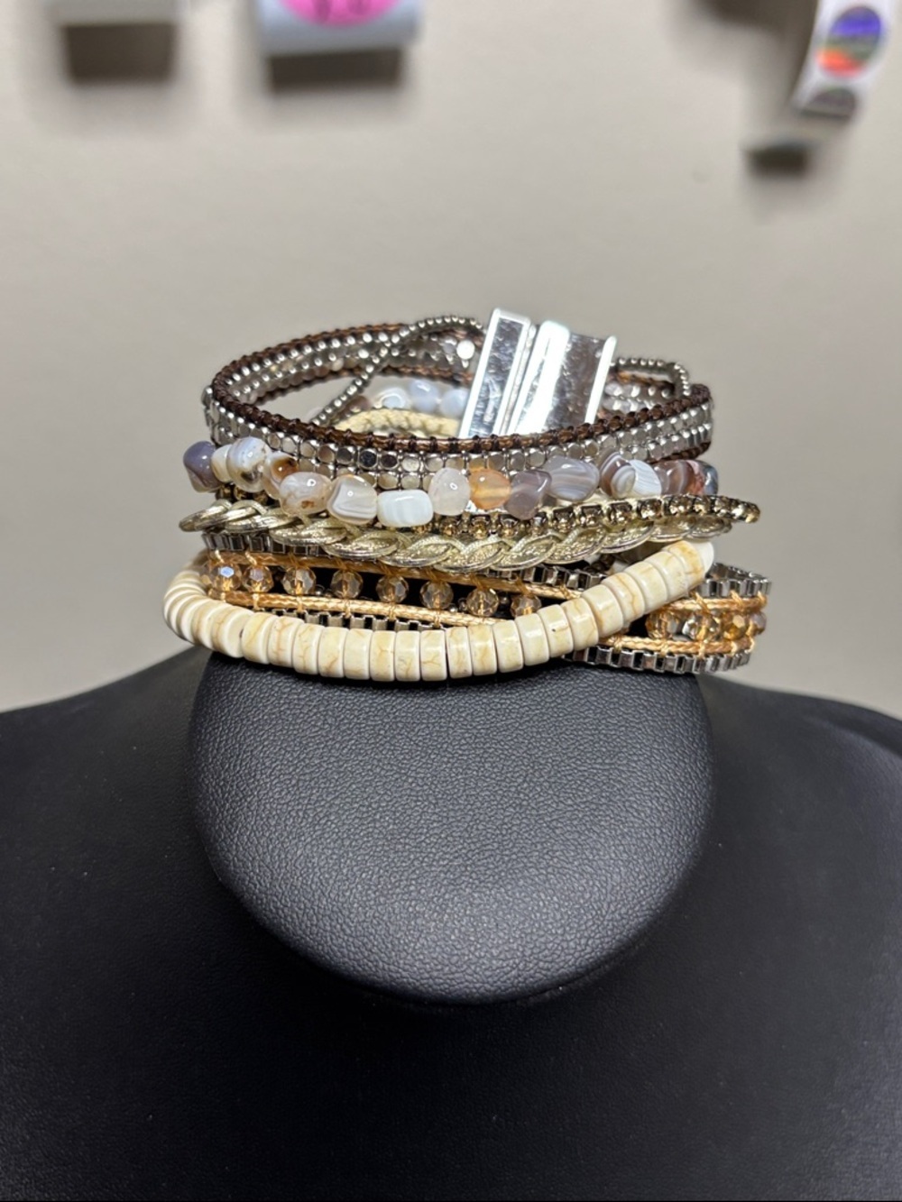 VICTORIA EMERSON MIXED Beaded Boho Coachella Magnetic Closure Wrap Bracelet